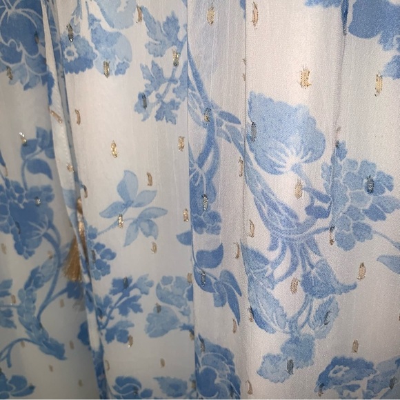 House of Harlow 1960 Blue and White Flutter Sleeve Maxi Dress M - Picture 9 of 14